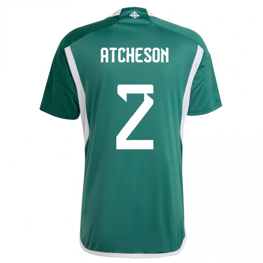 Kids Football Northern Ireland Tom Atcheson #2 Green Home Jersey 24-26 T-Shirt