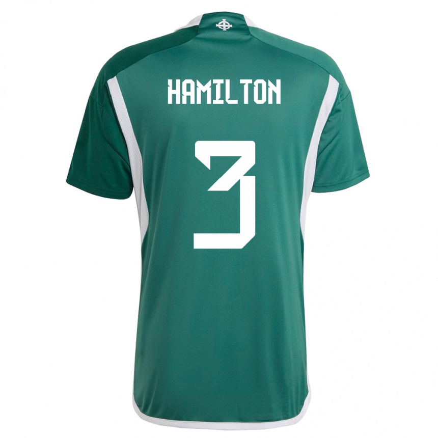 Kids Football Northern Ireland Brendan Hamilton #3 Green Home Jersey 24-26 T-Shirt