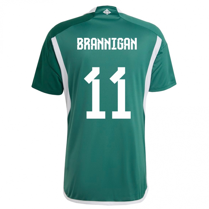 Kids Football Northern Ireland Cole Brannigan #11 Green Home Jersey 24-26 T-Shirt