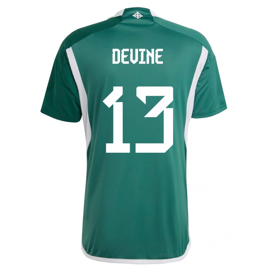 Kids Football Northern Ireland Senan Devine #13 Green Home Jersey 24-26 T-Shirt