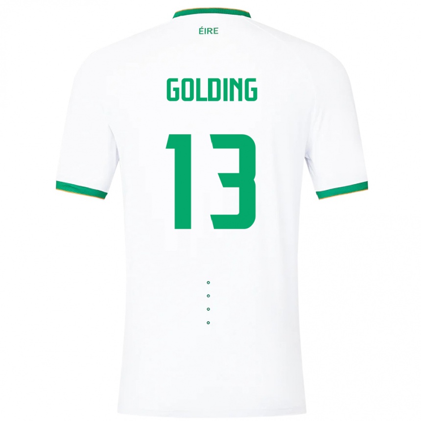 Kids Football Ireland James Golding #13 White Away Jersey 24-26 T-Shirt