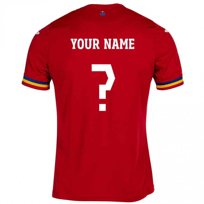 Kids Football Romania Your Name #0 Red Away Jersey 24-26 T-Shirt
