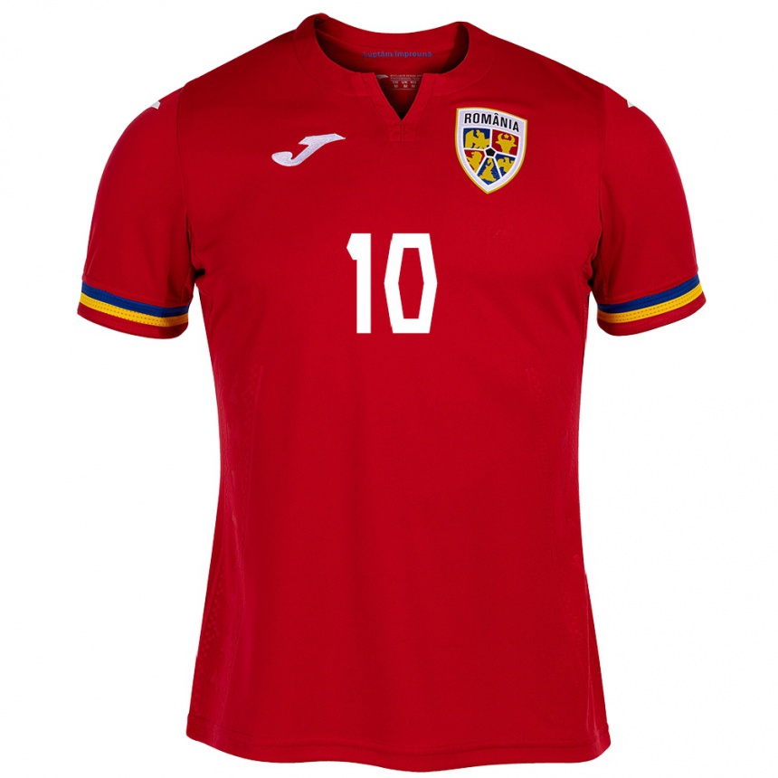 Kids Football Romania Eduard Radaslavescu #10 Red Away Jersey 24-26 T-Shirt