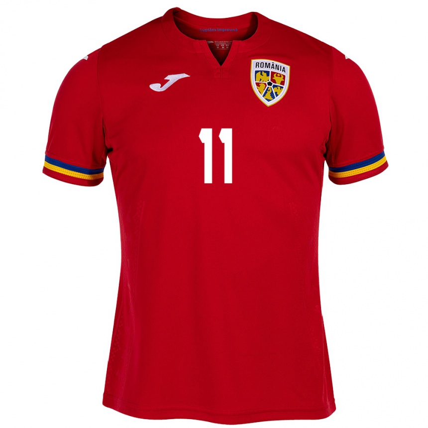 Kids Football Romania Nicuşor Bancu #11 Red Away Jersey 24-26 T-Shirt