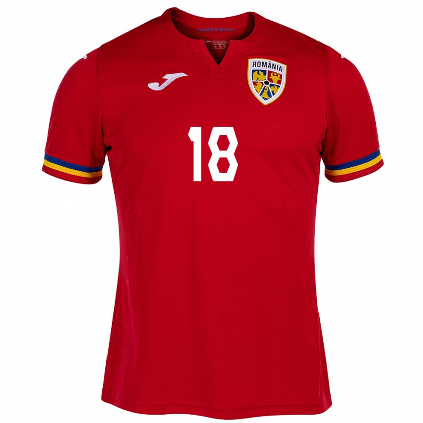 Kids Football Romania Denis Radu #18 Red Away Jersey 24-26 T-Shirt