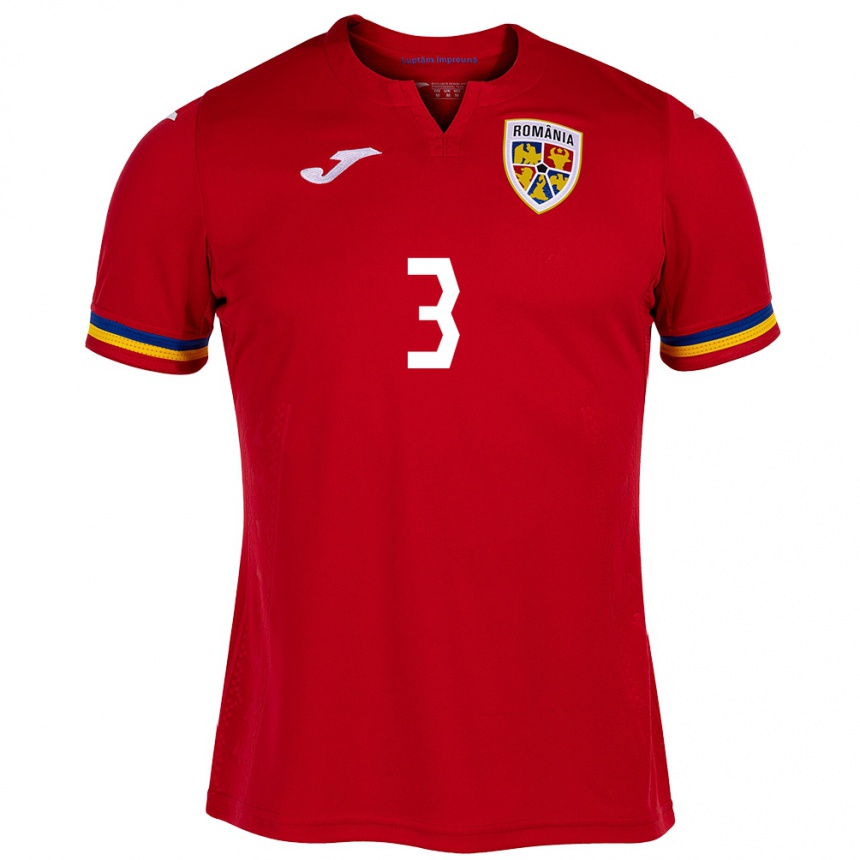 Kids Football Romania Radu Drăgușin #3 Red Away Jersey 24-26 T-Shirt