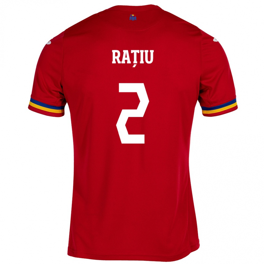 Kids Football Romania Andrei Rațiu #2 Red Away Jersey 24-26 T-Shirt