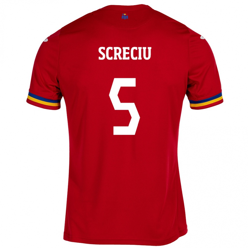 Kids Football Romania Vladimir Screciu #5 Red Away Jersey 24-26 T-Shirt