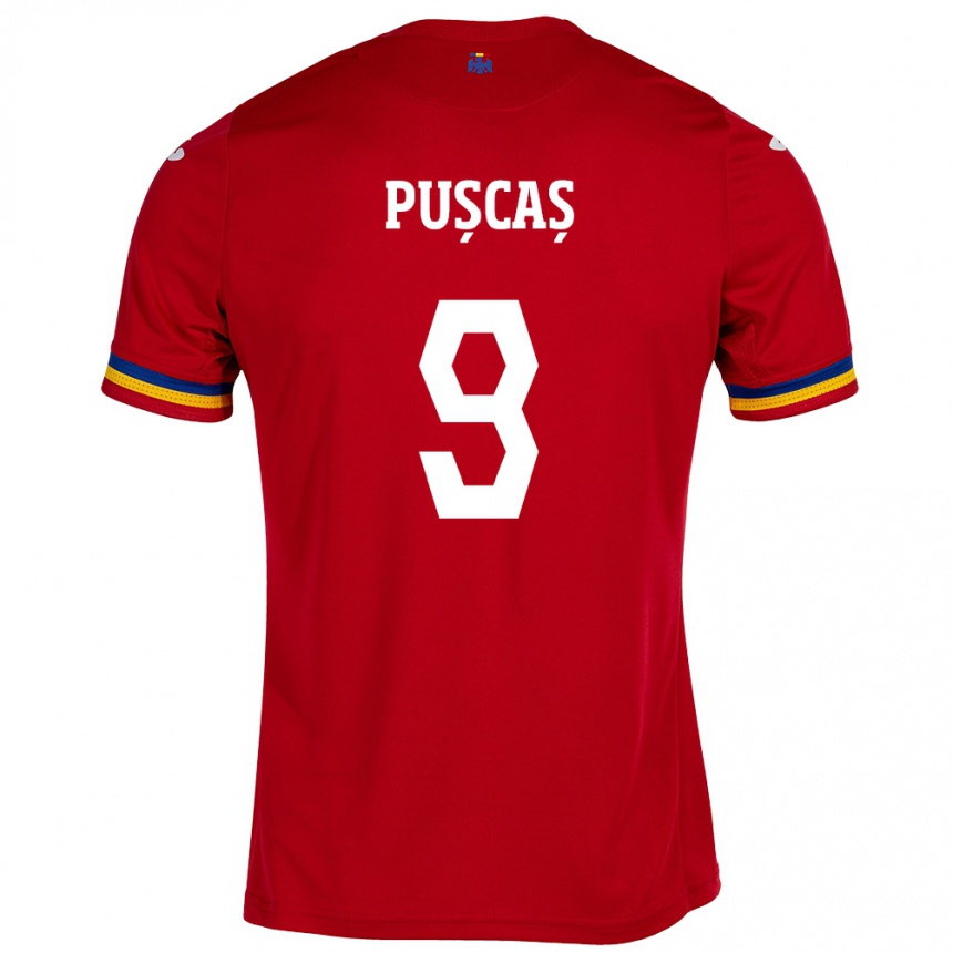 Kids Football Romania George Pușcaș #9 Red Away Jersey 24-26 T-Shirt