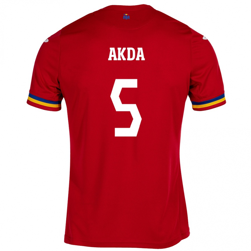 Kids Football Romania Ümit Akdağ #5 Red Away Jersey 24-26 T-Shirt