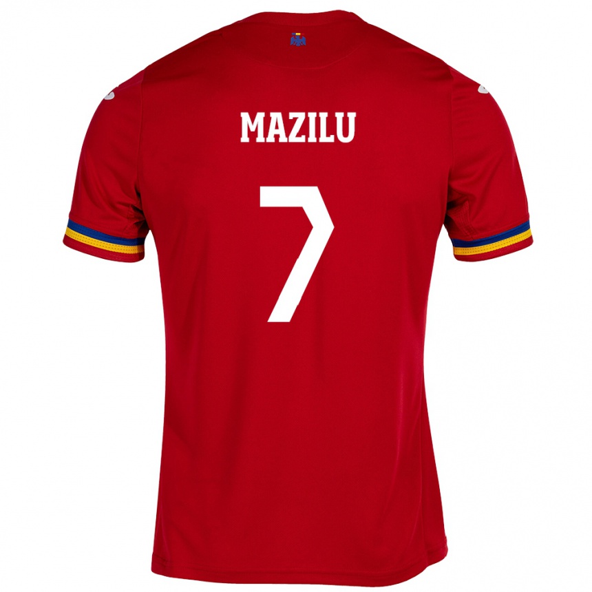 Kids Football Romania Adrian Mazilu #7 Red Away Jersey 24-26 T-Shirt