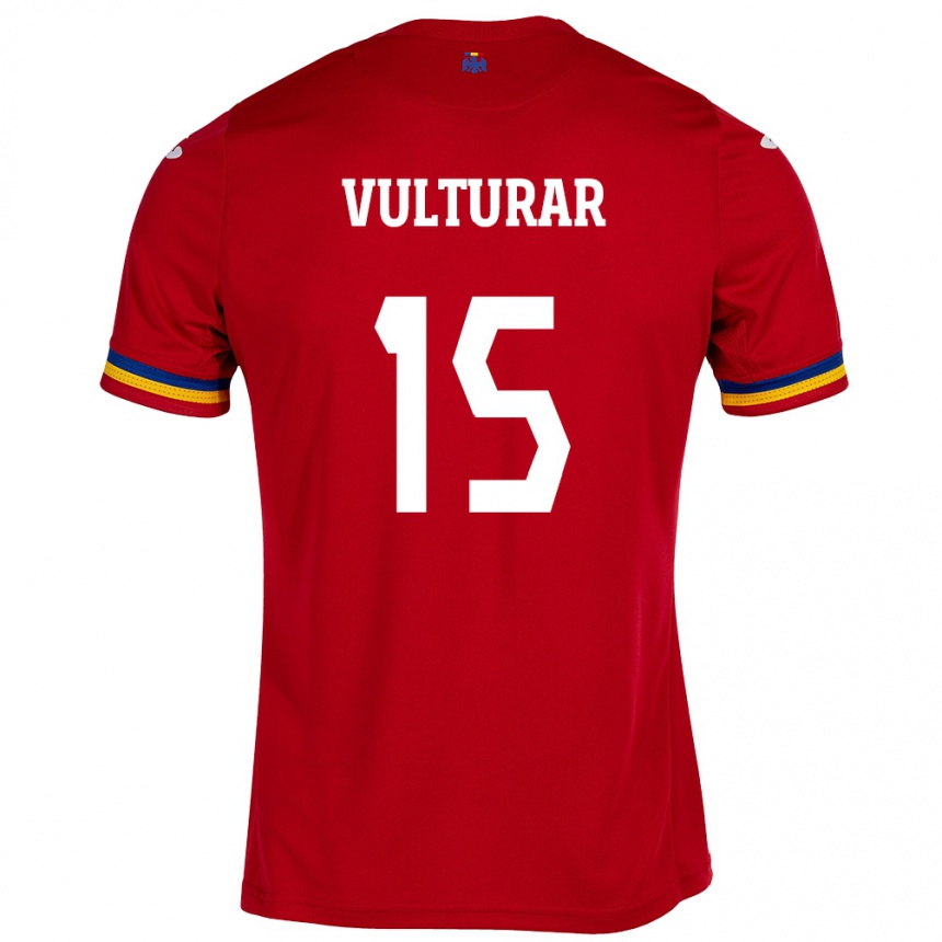 Kids Football Romania Cătălin Vulturar #15 Red Away Jersey 24-26 T-Shirt