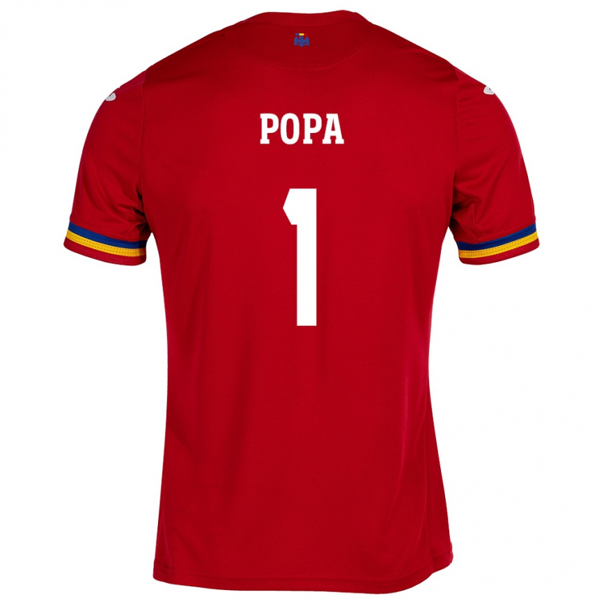 Kids Football Romania Robert Popa #1 Red Away Jersey 24-26 T-Shirt