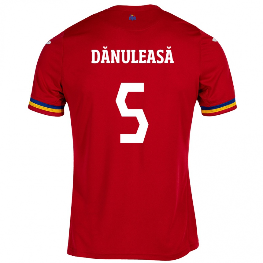 Kids Football Romania Gabriel Dănuleasă #5 Red Away Jersey 24-26 T-Shirt