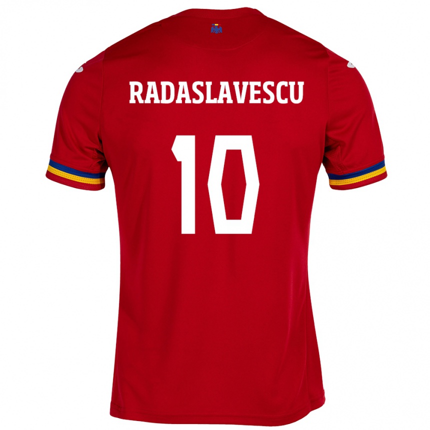 Kids Football Romania Eduard Radaslavescu #10 Red Away Jersey 24-26 T-Shirt