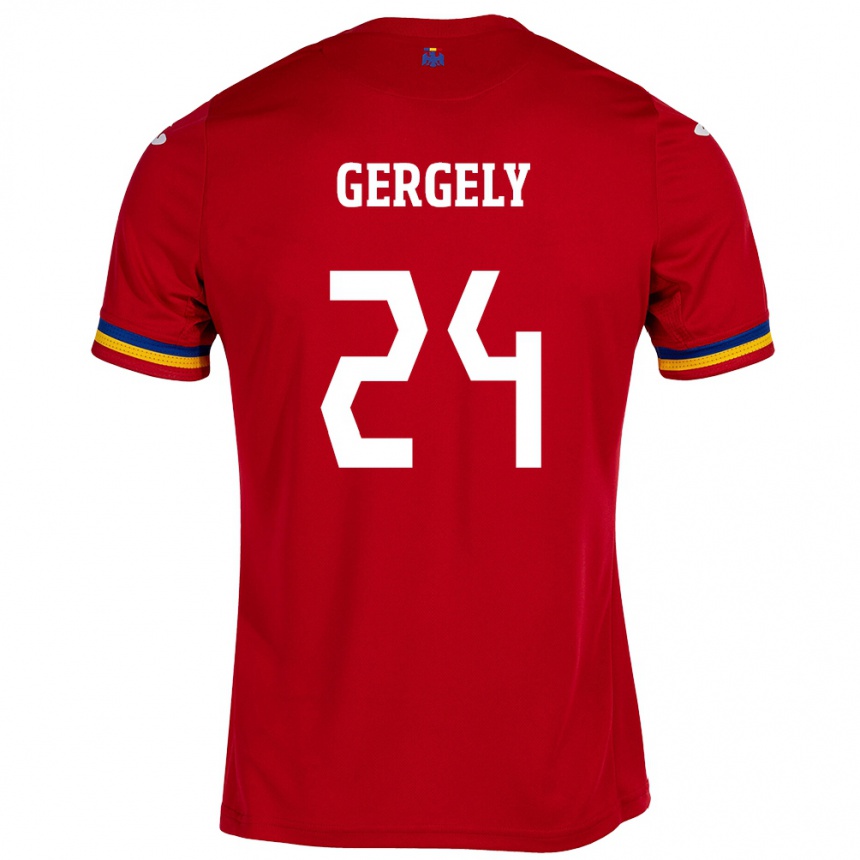 Kids Football Romania Botond Gergely #24 Red Away Jersey 24-26 T-Shirt