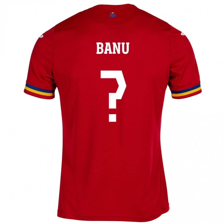 Kids Football Romania Luca Banu #0 Red Away Jersey 24-26 T-Shirt