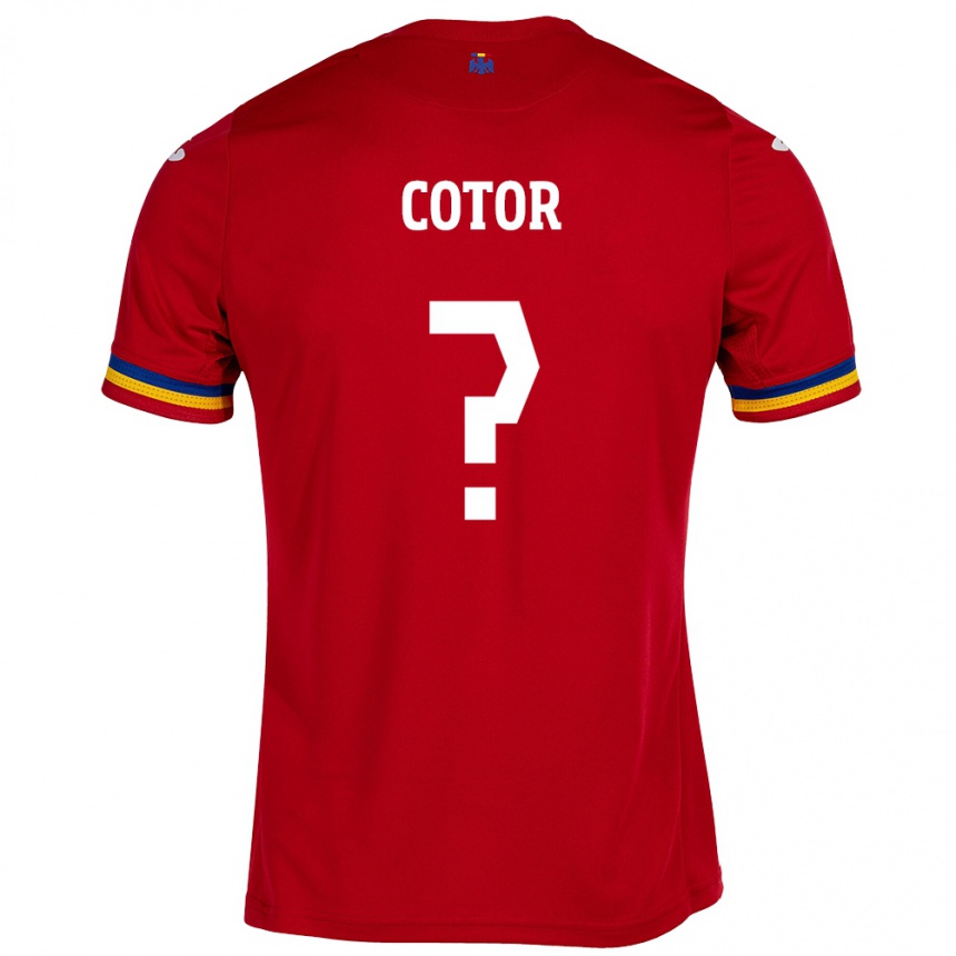 Kids Football Romania Eduard Cotor #0 Red Away Jersey 24-26 T-Shirt