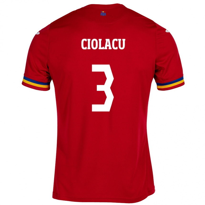 Kids Football Romania Mihaela Ciolacu #3 Red Away Jersey 24-26 T-Shirt