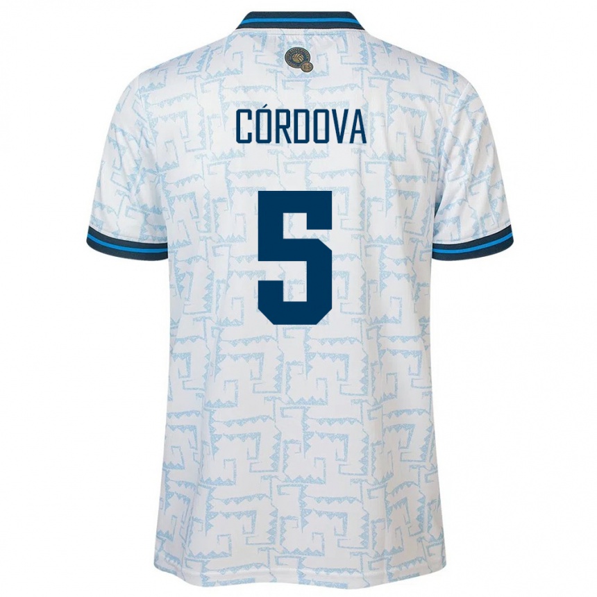 Kids Football El Salvador Edwin Córdova #5 White Away Jersey 24-26 T-Shirt