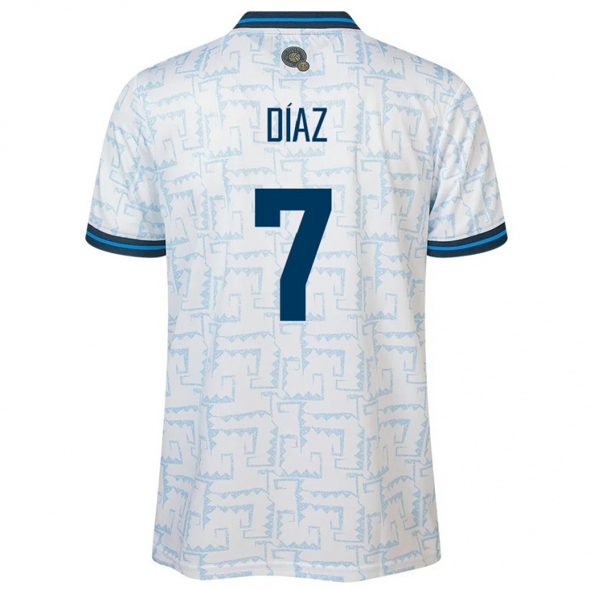 Kids Football El Salvador Nelson Díaz #7 White Away Jersey 24-26 T-Shirt