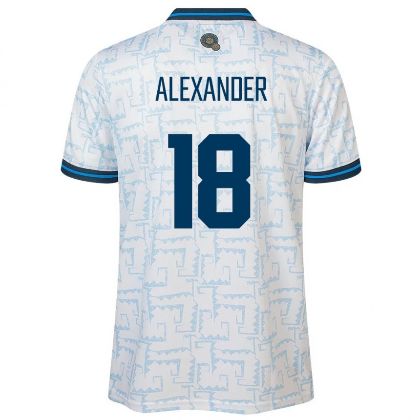 Kids Football El Salvador Alexander Aguilar #18 White Away Jersey 24-26 T-Shirt