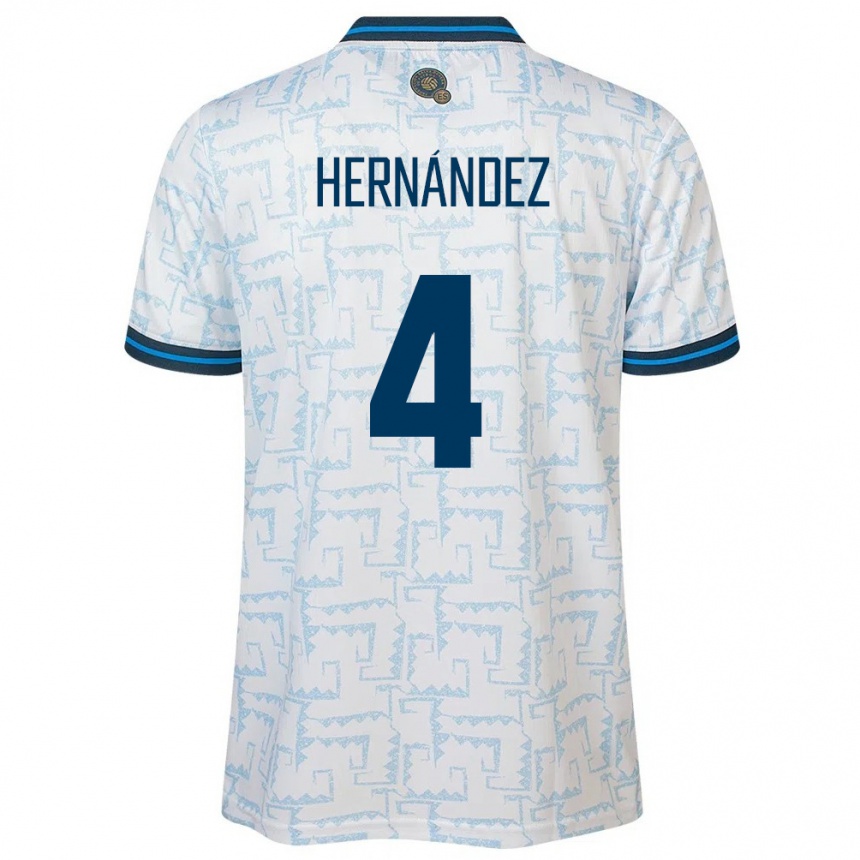 Kids Football El Salvador Elaily Hernández #4 White Away Jersey 24-26 T-Shirt