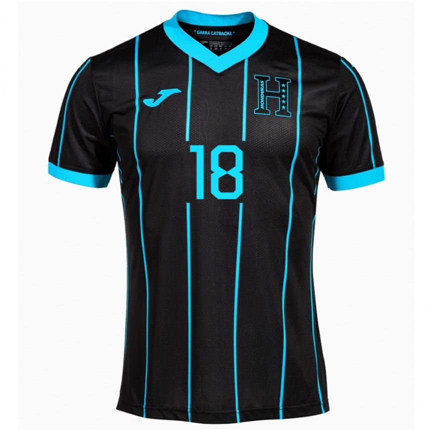 Kids Football Honduras Johan Navas #18 Black Away Jersey 24-26 T-Shirt