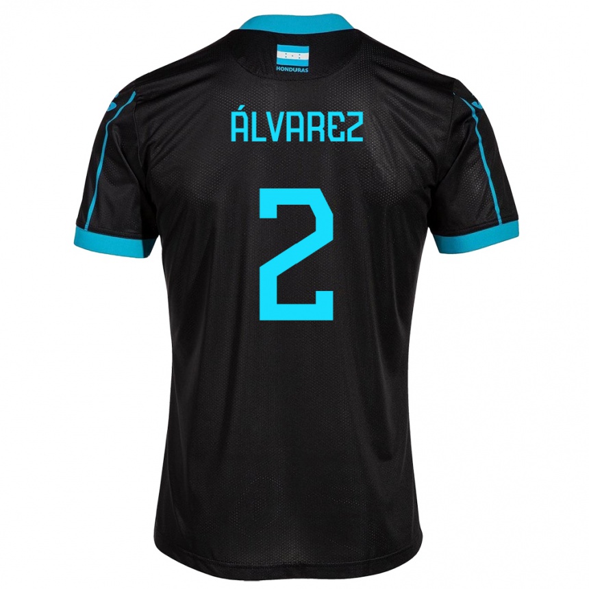 Kids Football Honduras Kevin Álvarez #2 Black Away Jersey 24-26 T-Shirt