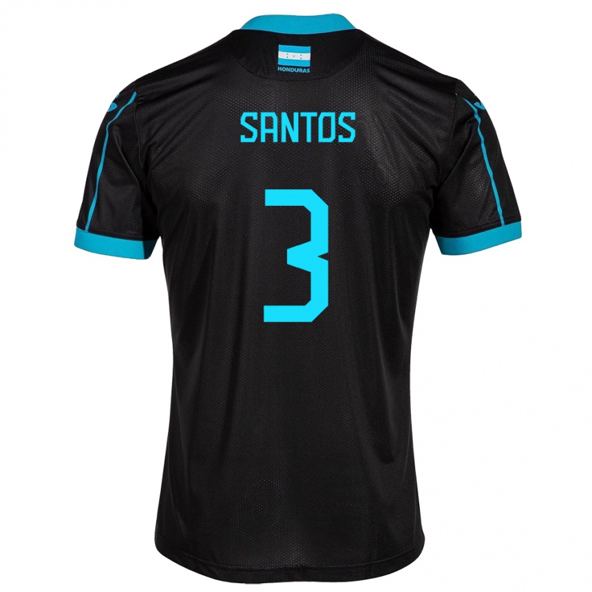 Kids Football Honduras Marcelo Santos #3 Black Away Jersey 24-26 T-Shirt