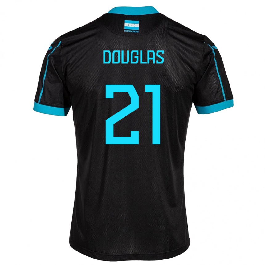 Kids Football Honduras Douglas Martínez #21 Black Away Jersey 24-26 T-Shirt