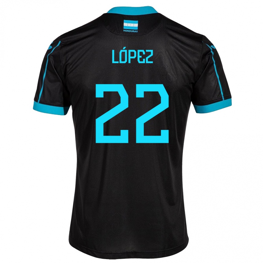 Kids Football Honduras Luis López #22 Black Away Jersey 24-26 T-Shirt