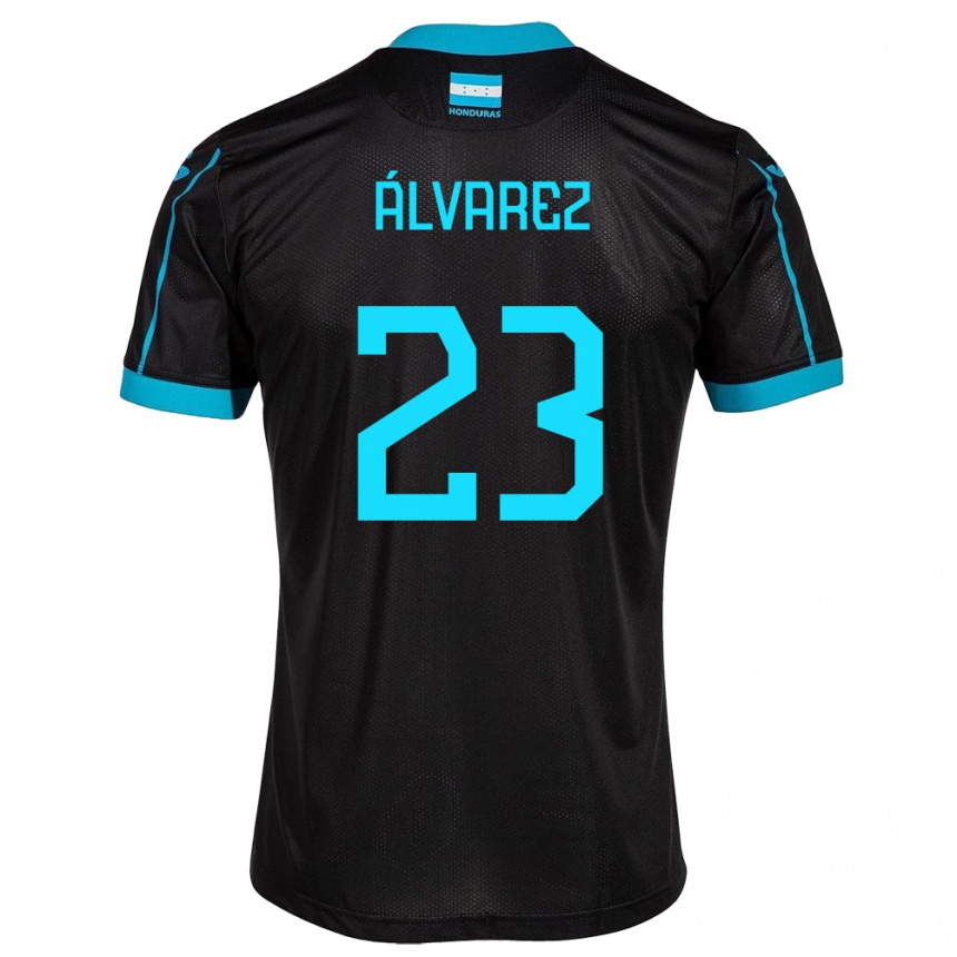 Kids Football Honduras Jorge Álvarez #23 Black Away Jersey 24-26 T-Shirt