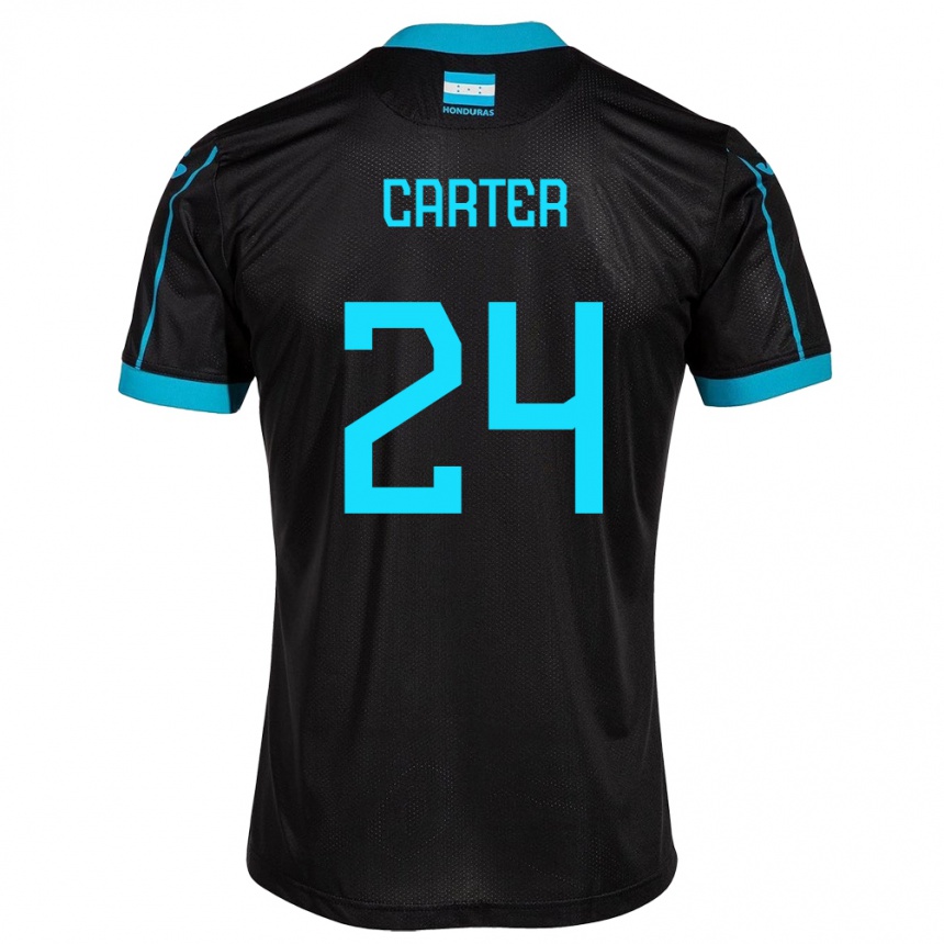 Kids Football Honduras Daniel Carter #24 Black Away Jersey 24-26 T-Shirt