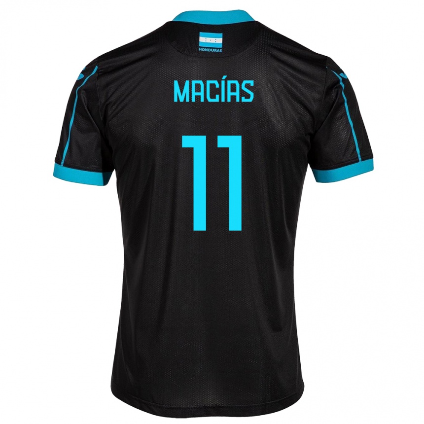 Kids Football Honduras Jefryn Macías #11 Black Away Jersey 24-26 T-Shirt