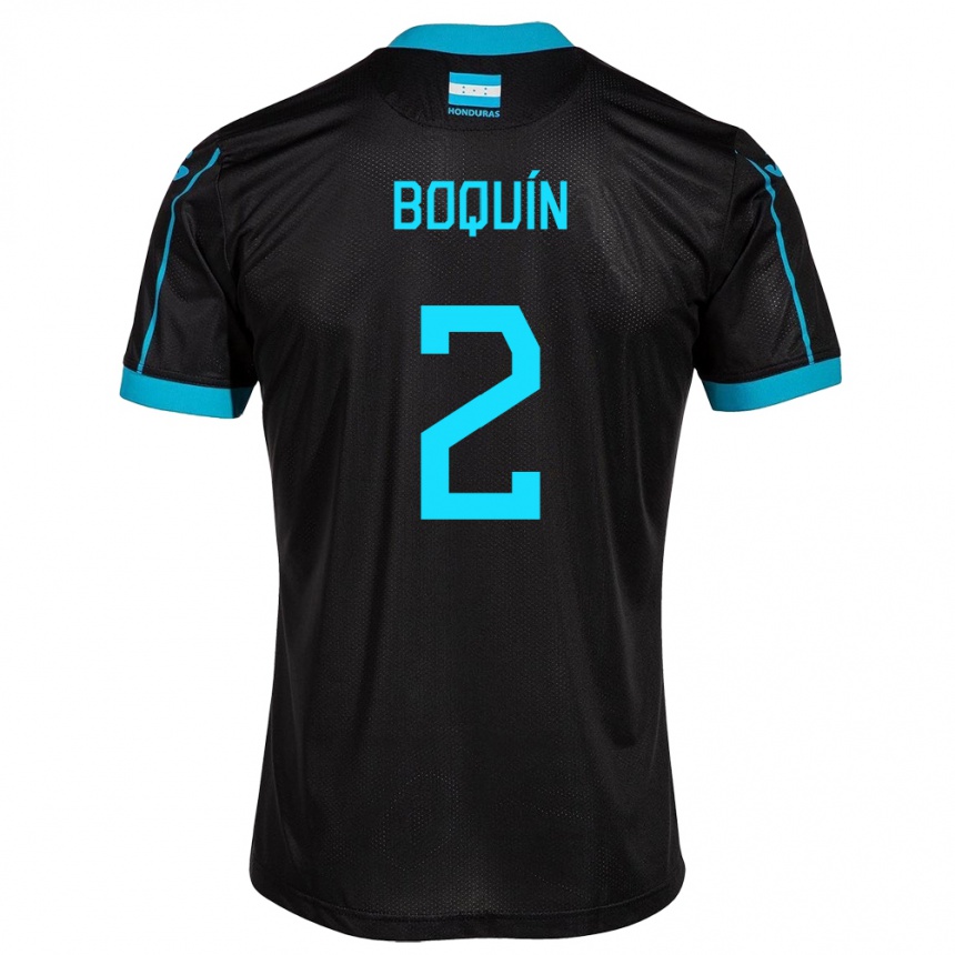 Kids Football Honduras Stiven Boquín #2 Black Away Jersey 24-26 T-Shirt