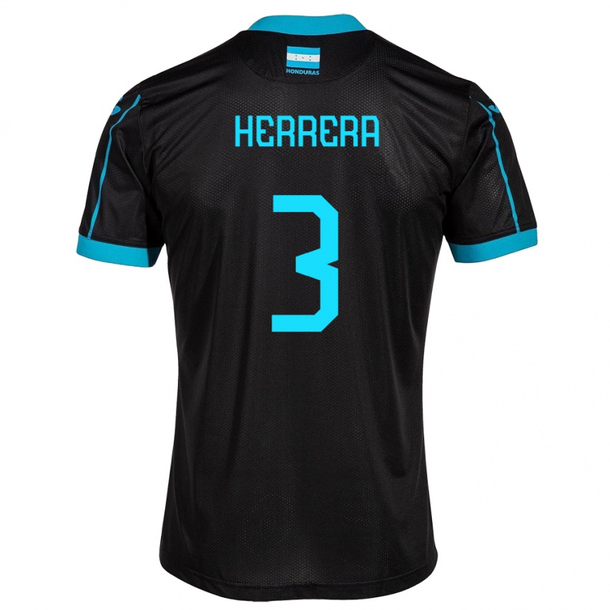 Kids Football Honduras David Herrera #3 Black Away Jersey 24-26 T-Shirt