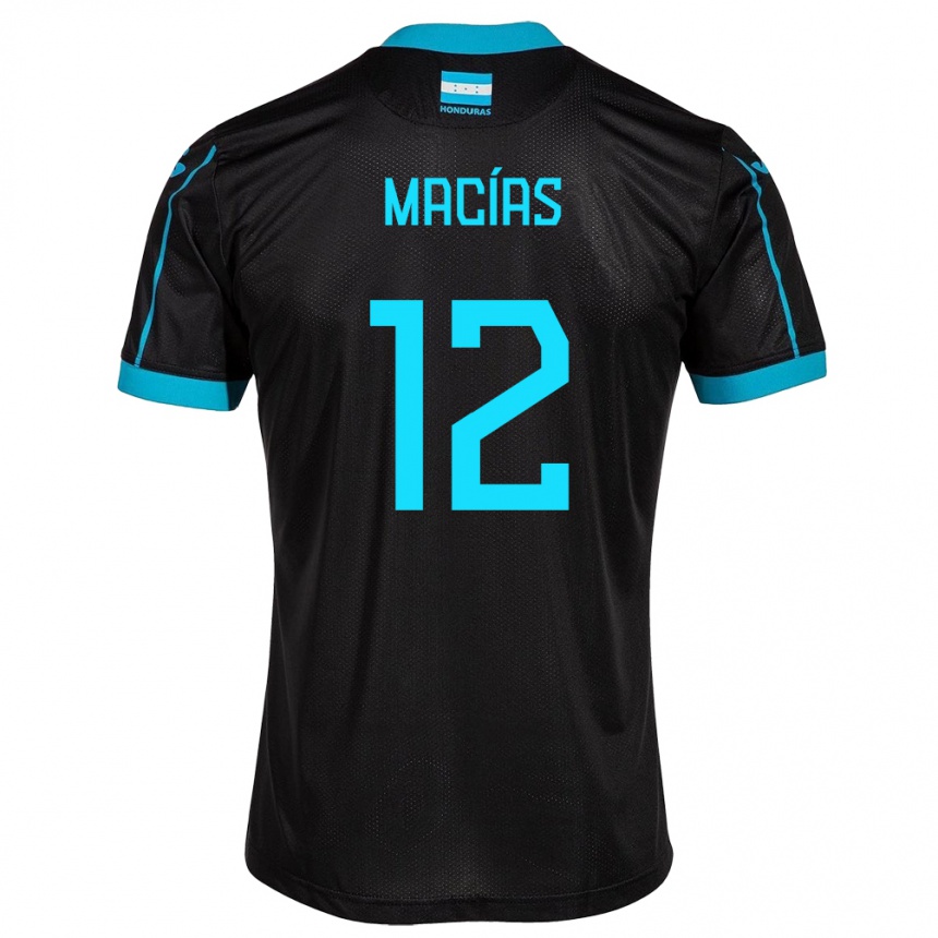 Kids Football Honduras Owen Macías #12 Black Away Jersey 24-26 T-Shirt