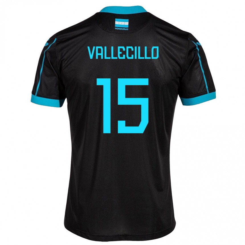 Kids Football Honduras Eric Vallecillo #15 Black Away Jersey 24-26 T-Shirt