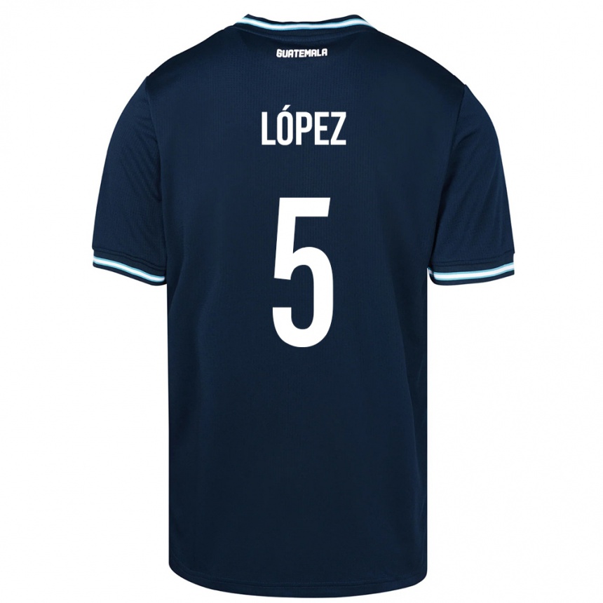 Kids Football Guatemala Jeffery López #5 Blue Away Jersey 24-26 T-Shirt