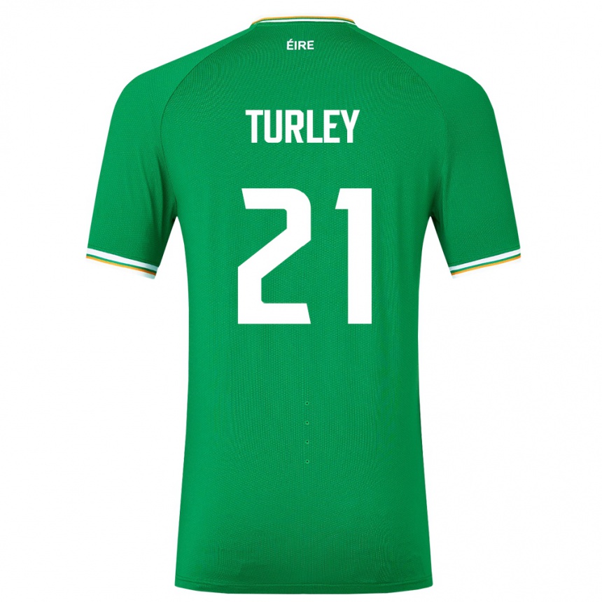 Men Football Ireland Freddie Turley #21 Green Home Jersey 24-26 T-Shirt