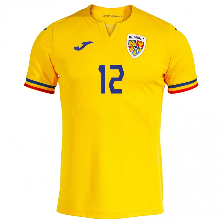 Men Football Romania Horaţiu Moldovan #12 Yellow Home Jersey 24-26 T-Shirt