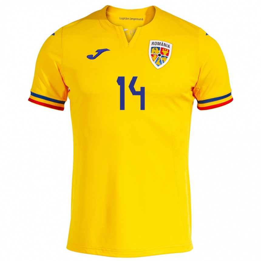 Men Football Romania Costyn Gheorghe #14 Yellow Home Jersey 24-26 T-Shirt