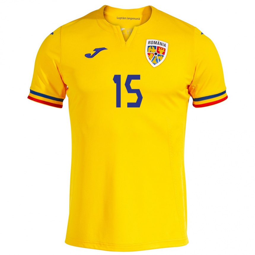 Men Football Romania Sergiu Rimovecz #15 Yellow Home Jersey 24-26 T-Shirt