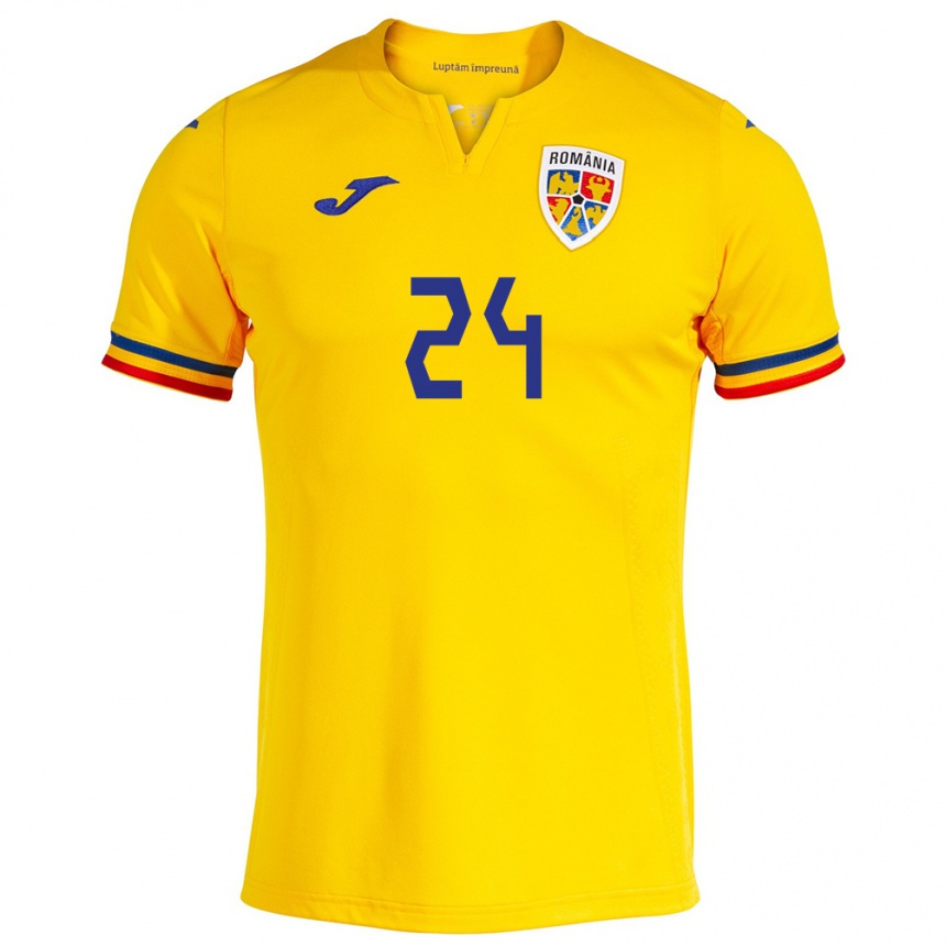 Men Football Romania Botond Gergely #24 Yellow Home Jersey 24-26 T-Shirt