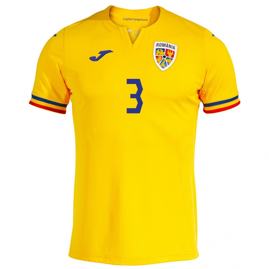 Men Football Romania Alexandra Tunoaia #3 Yellow Home Jersey 24-26 T-Shirt