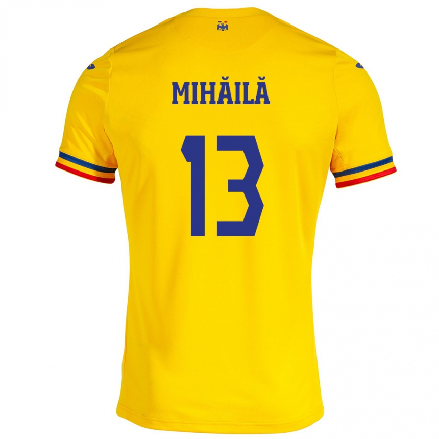 Men Football Romania Valentin Mihăilă #13 Yellow Home Jersey 24-26 T-Shirt