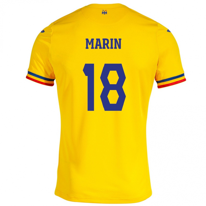 Men Football Romania Răzvan Marin #18 Yellow Home Jersey 24-26 T-Shirt