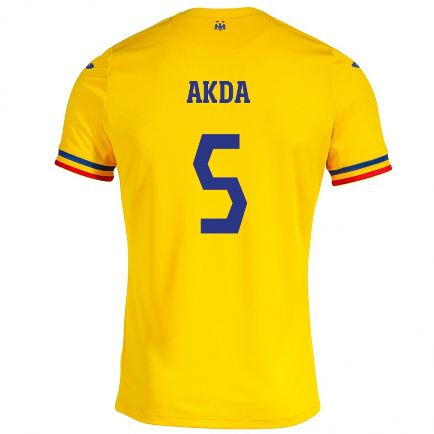 Men Football Romania Ümit Akdağ #5 Yellow Home Jersey 24-26 T-Shirt