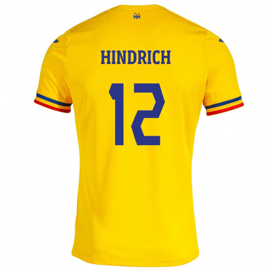 Men Football Romania Otto Hindrich #12 Yellow Home Jersey 24-26 T-Shirt